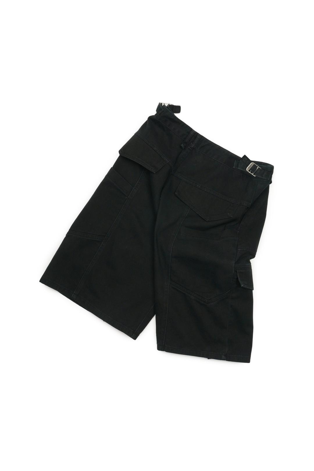 Washed Segment Bermuda Shorts Black