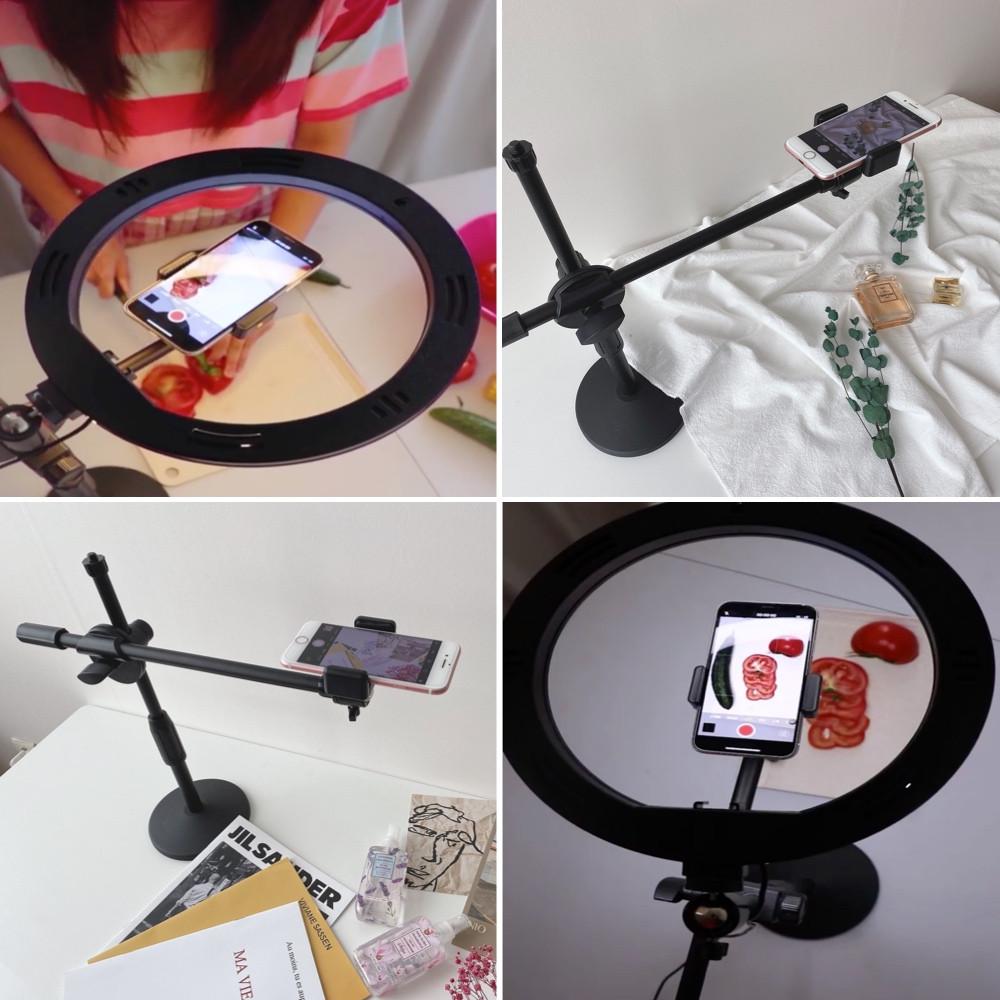 수직 촬영 거치대 유튜브 삼각대 스탠드 항공샷 LED링라이트, 스튜디오201