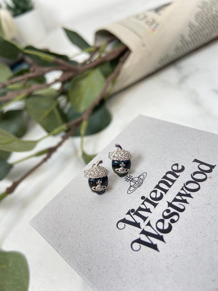 [영국직배송/특가] 비비안웨스트우드 ORB 도넬라 스터드 도토리 귀걸이 RHODIUM 62020070 W162