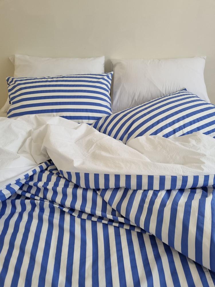 롤리 블루 스트라이프 이불커버 세트 단품