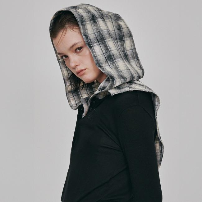 디어 DR 후디드 머플러 [ 블랙 체크 ]