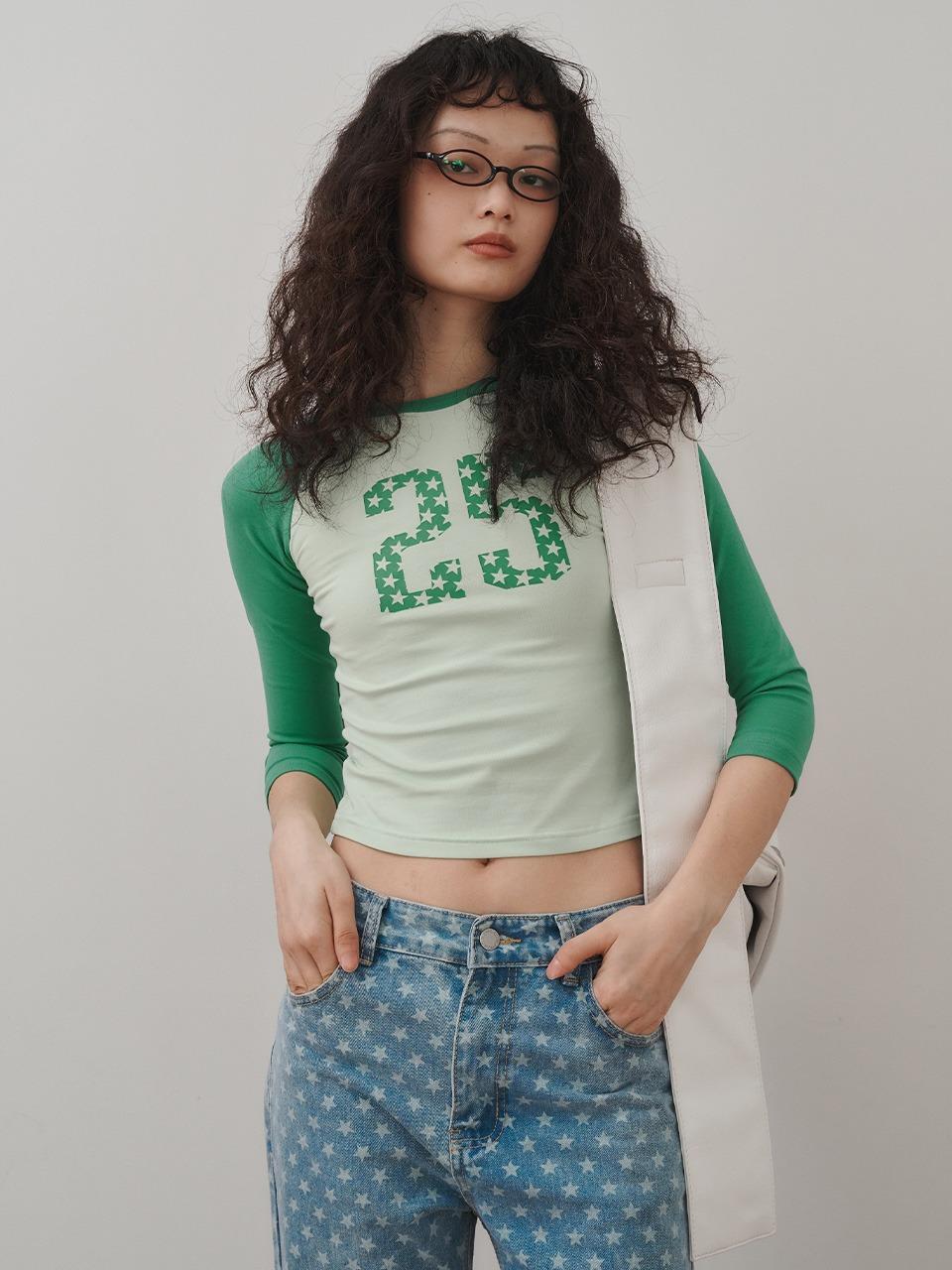 [PLZPROJECT]25 STARRY RAGLAN SLEEVE T-SHIRT, GREEN