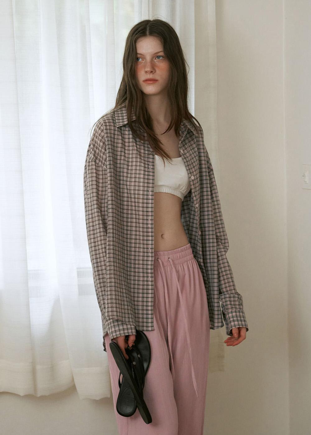 Loose-Fit Check Shirt (Pink)