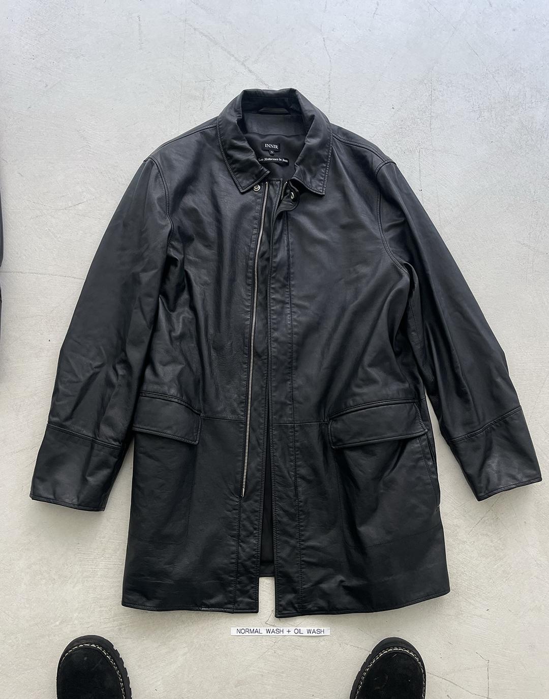 254 Oil Washed Lambskin Coat (Black)