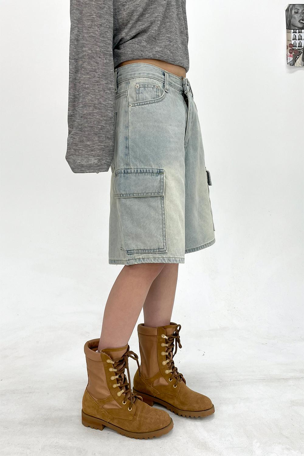 아쿠비클럽 nineteen denim cargo half pants