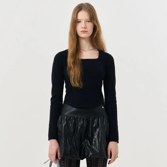 WOMAN 슈퍼파인 울 스퀘어넥 풀오버 [BLACK] / WBD4L05546