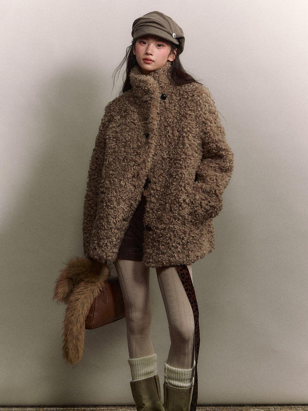 여성 양털 롱후 겨울 보온 플 레더 아우터 간절기 외투