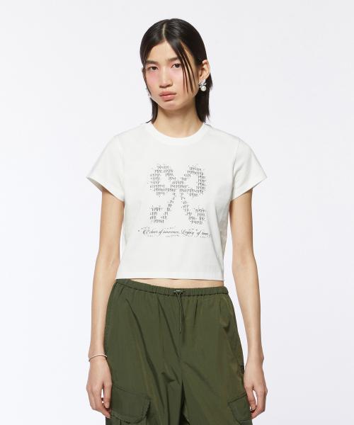 Ribbon Typo Graphic Crop T-shirt (white)