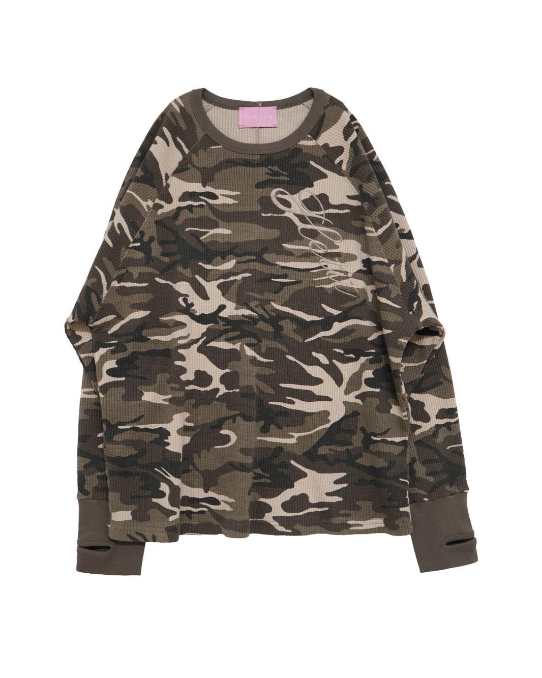 Warmer Sleeve Oversize T-shirt (Camo Beige)