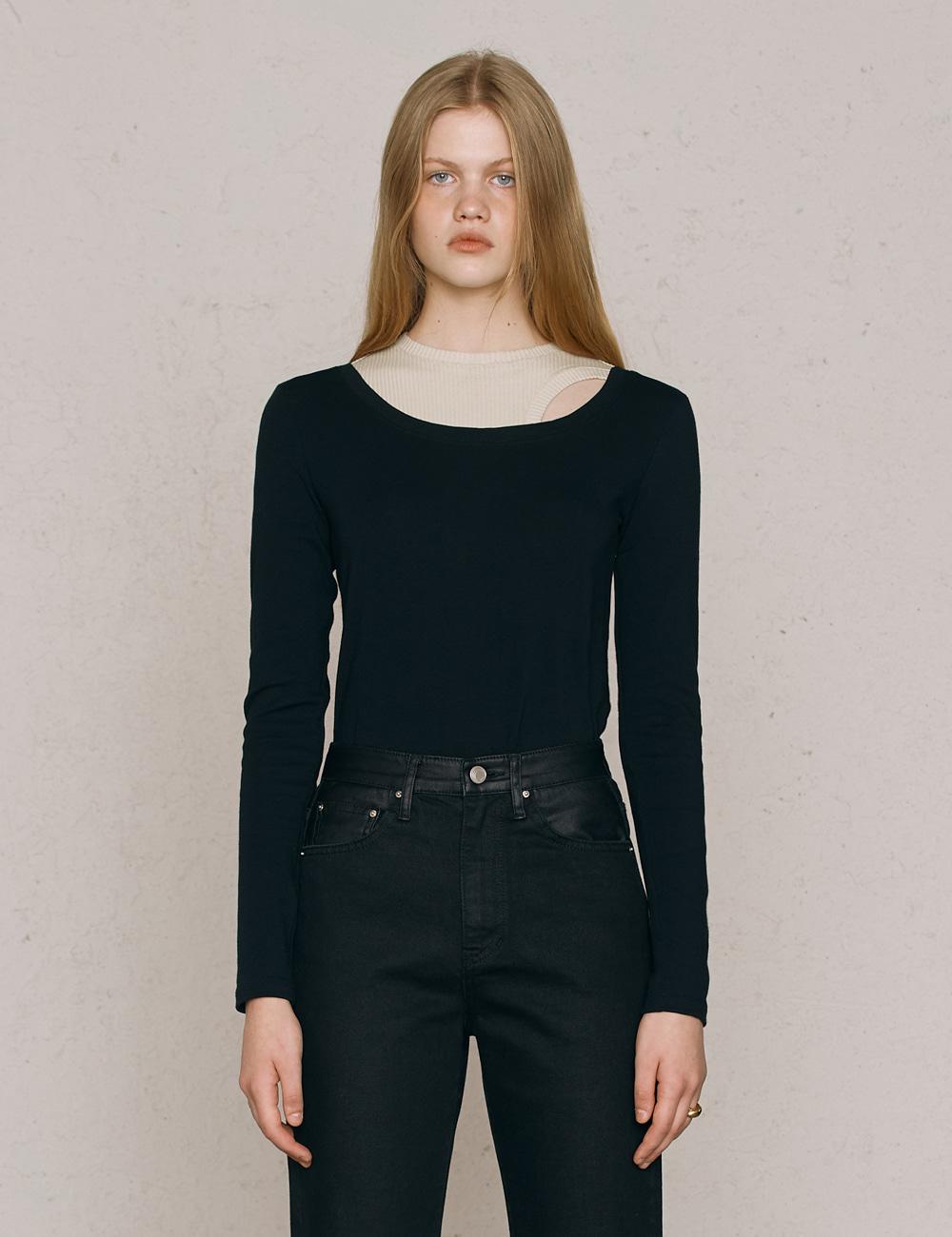 Layered Cut-out Top_Beige