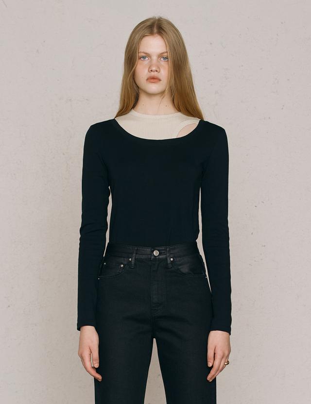Layered Cut-out Top_Beige