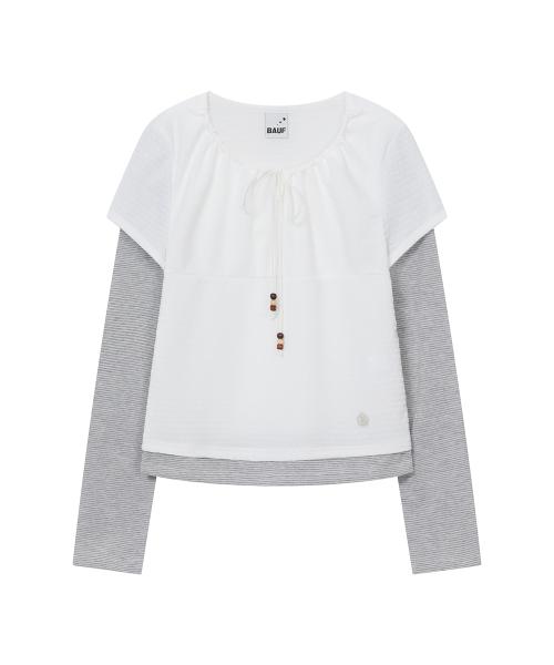 셔링 레이어드 롱슬리브 [화이트]