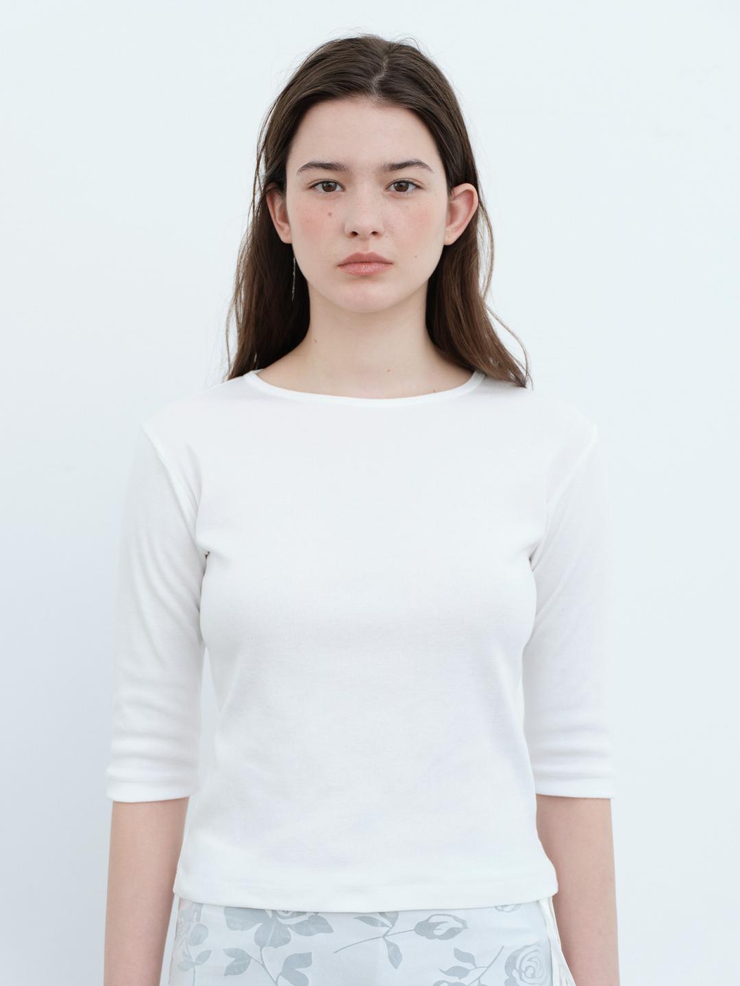 Simple Harf T-Shirt-White