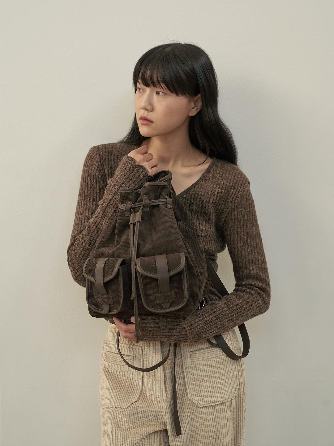 CORDUROY BACKPACK [ BROWN ]