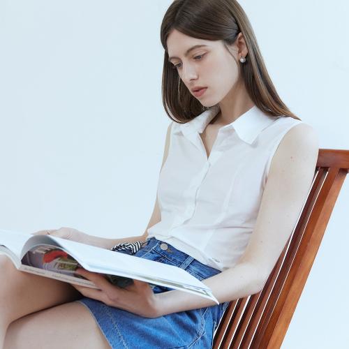 Stick sleeveless shirts - white