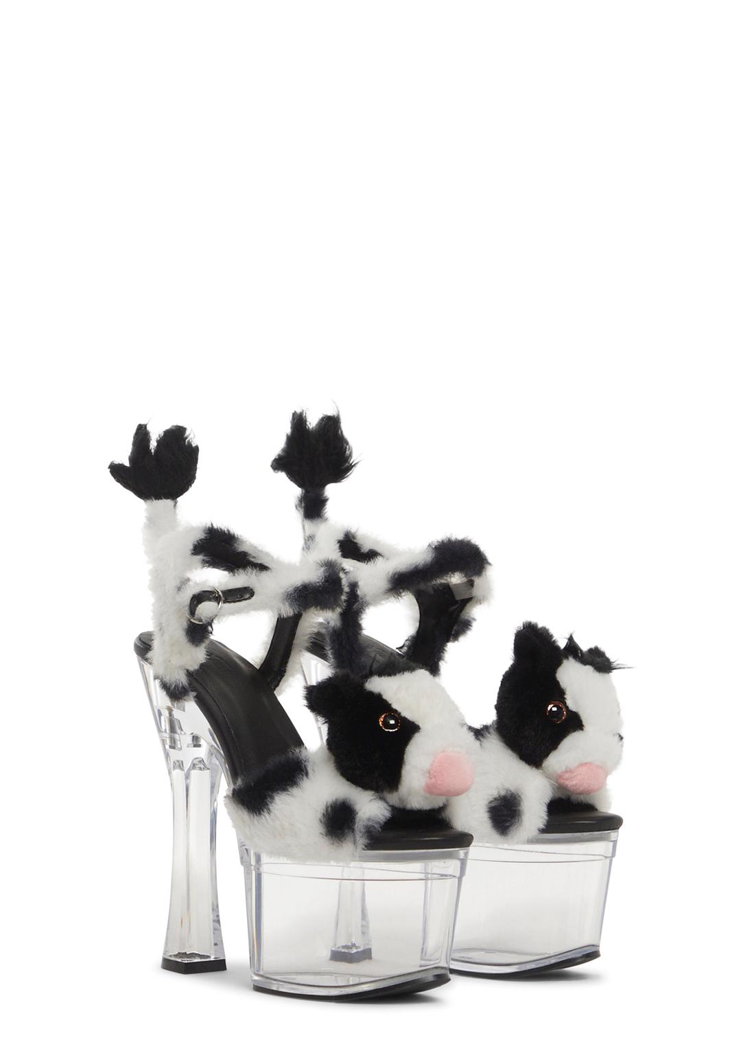 Plush Paws Platform Heels - Black/White - BLK/WHT / US 5