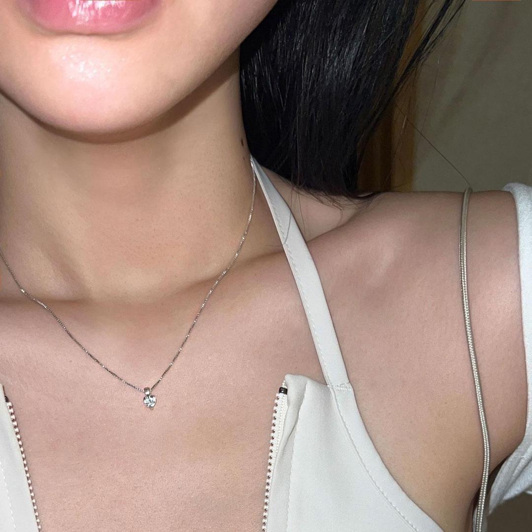 CLASSIC HEART SOLITAIRE NECKLACE (SILVER)