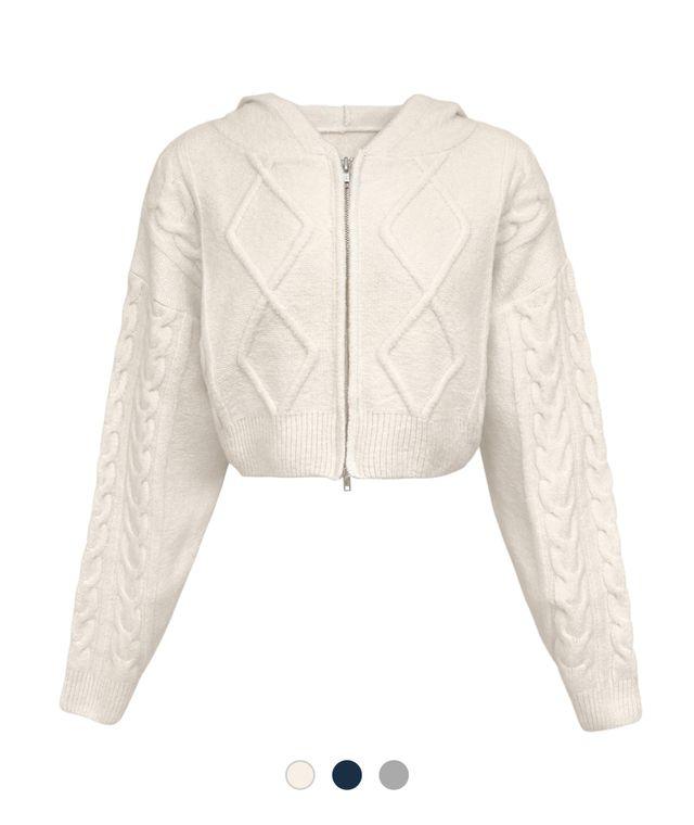 타임스 꽈배기 후드 집업