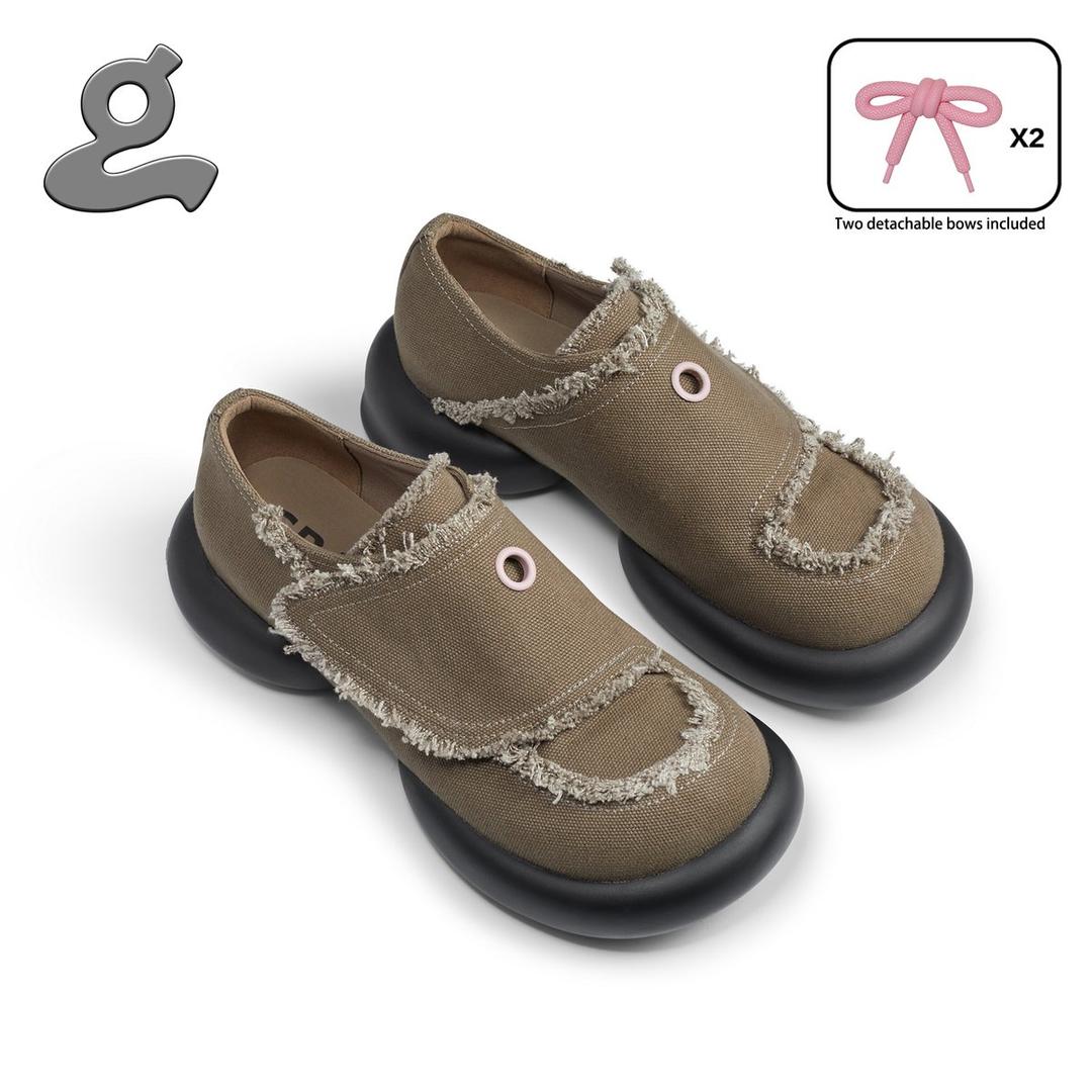 Dark Green Hook&Loop Loafers