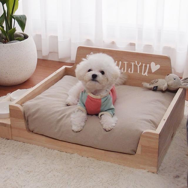 이름을 새길 수 있는 제스퍼우드 원목 강아지 침대 S 애완용품 애견 고양이 집