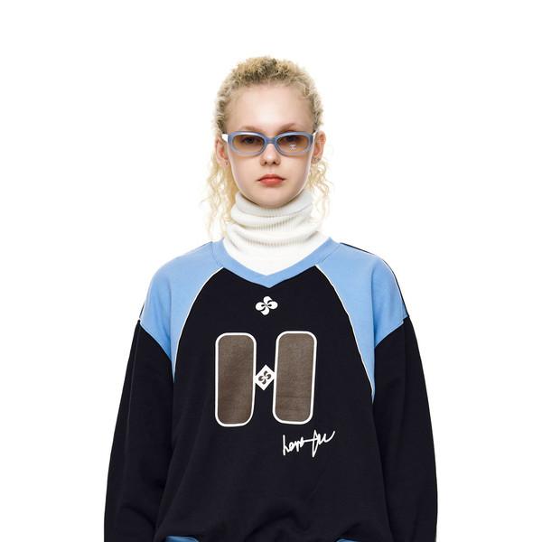 COLOR BLOCK WAVE SWEATSHIRT / black
