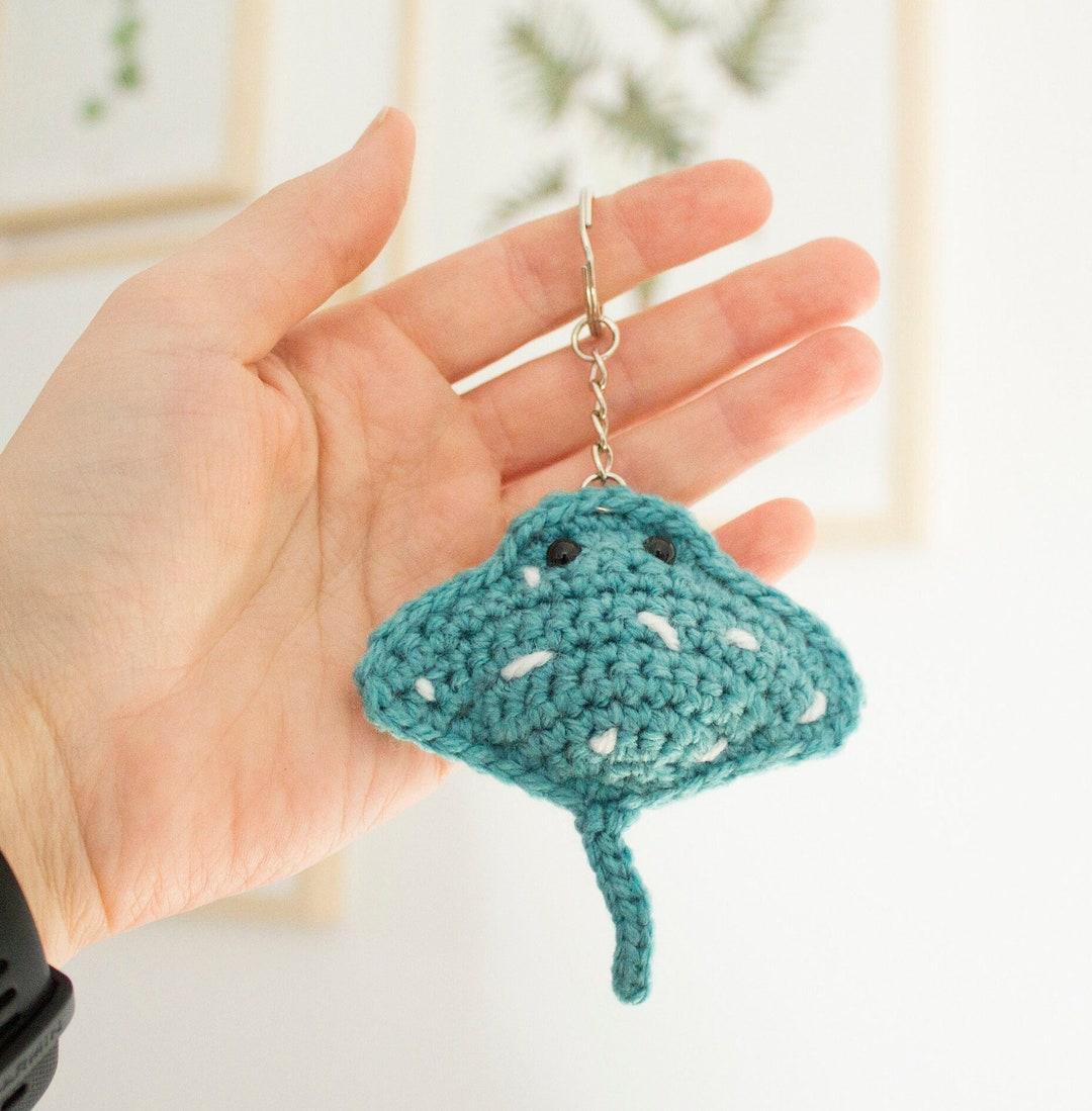 tiny stingray | amigurumi crochet keychain | stuffed yarn toy plush animal | made to order gift