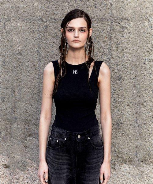 Signature rib layered sleeveless - BLACK