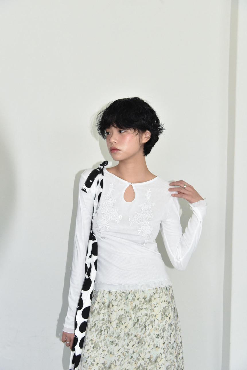 jacquard hole blouse