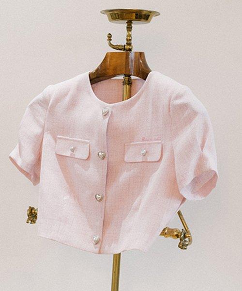 HEART 24 트위드 하프 슬리브 자켓 _ 핑크