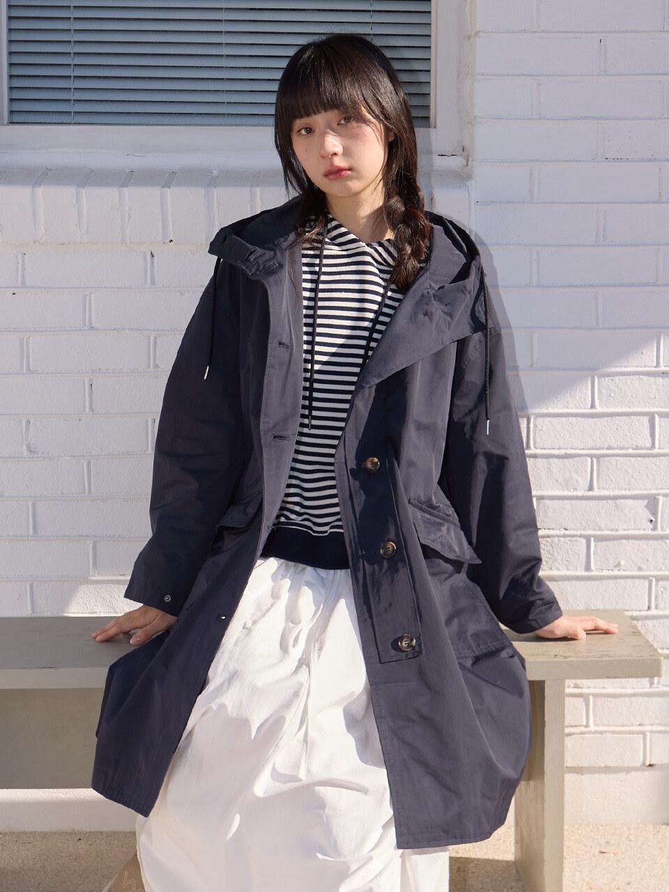 [1st] W HOOD LONG FIELD JACKET [NAVY]