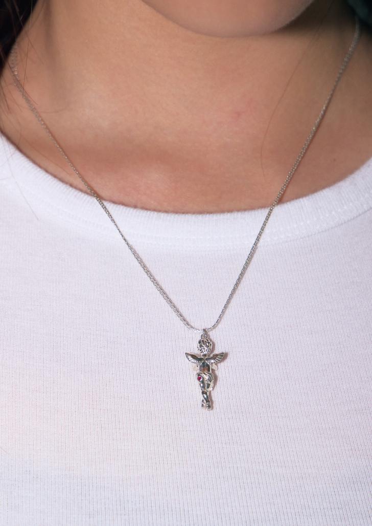heart butt cupid necklace