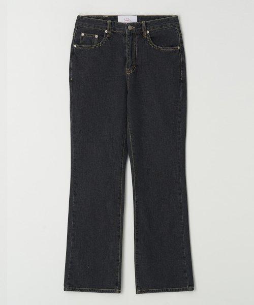 semi-boots cut jeans (charcoal)