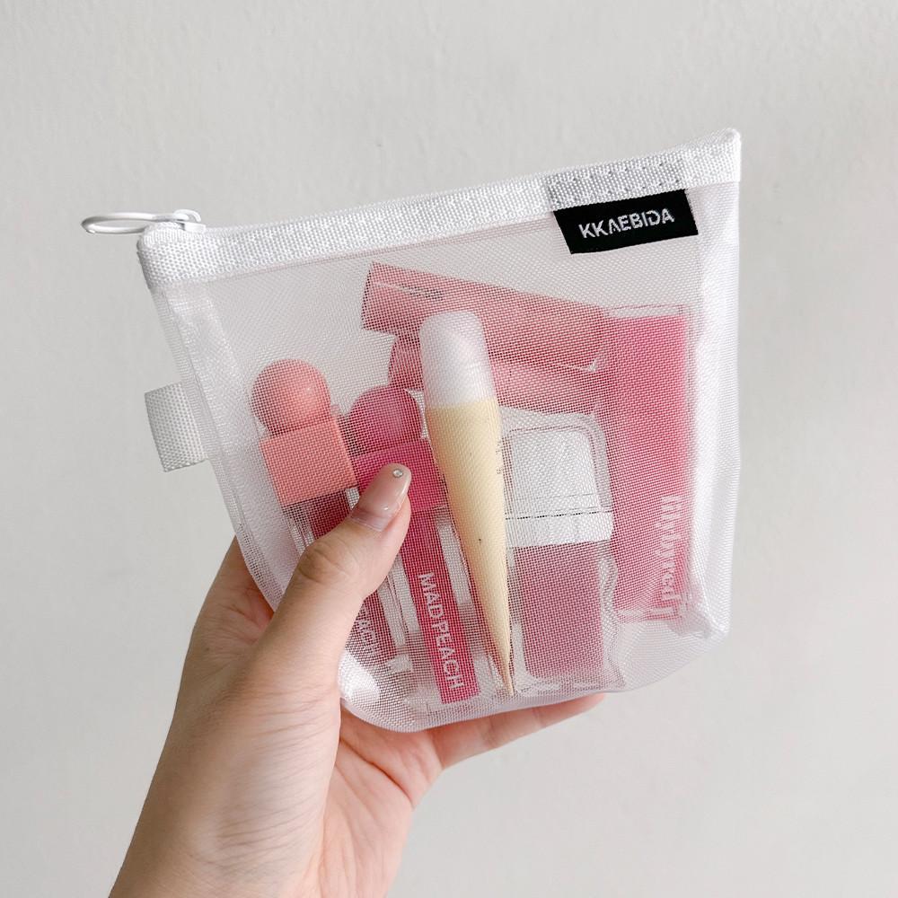 깨비다 미니 메쉬 화장품 파우치 멀티 메이크업 여행용 사각파우치