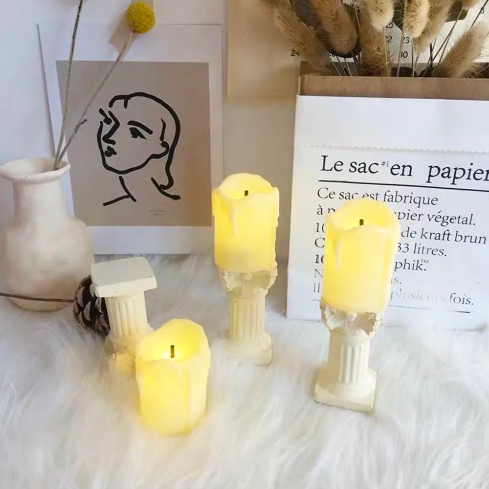 로마기둥 촛대 LED 흘러내린 양초 캔들 무드 등  클래식 티 라이트