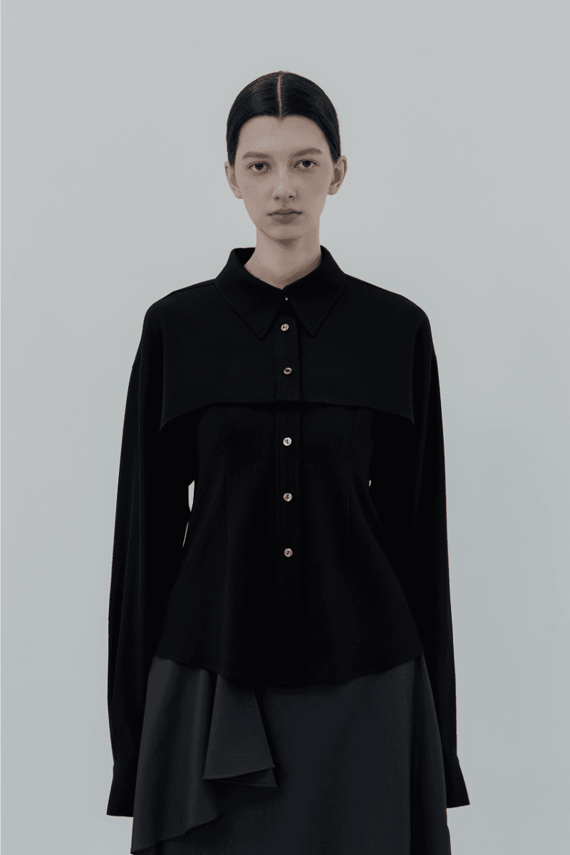 Bolero Vest Shirts [ Black ]