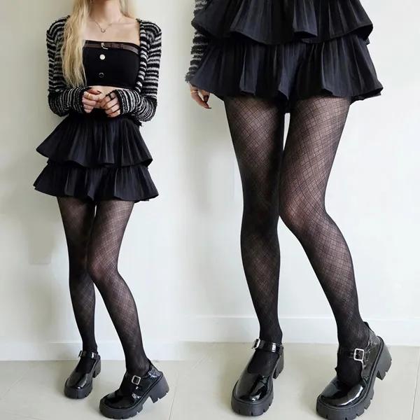 [y2k/봄신상] 포인트룩 섹시 하이틴 무채색코디/시스루렉시체크스타킹