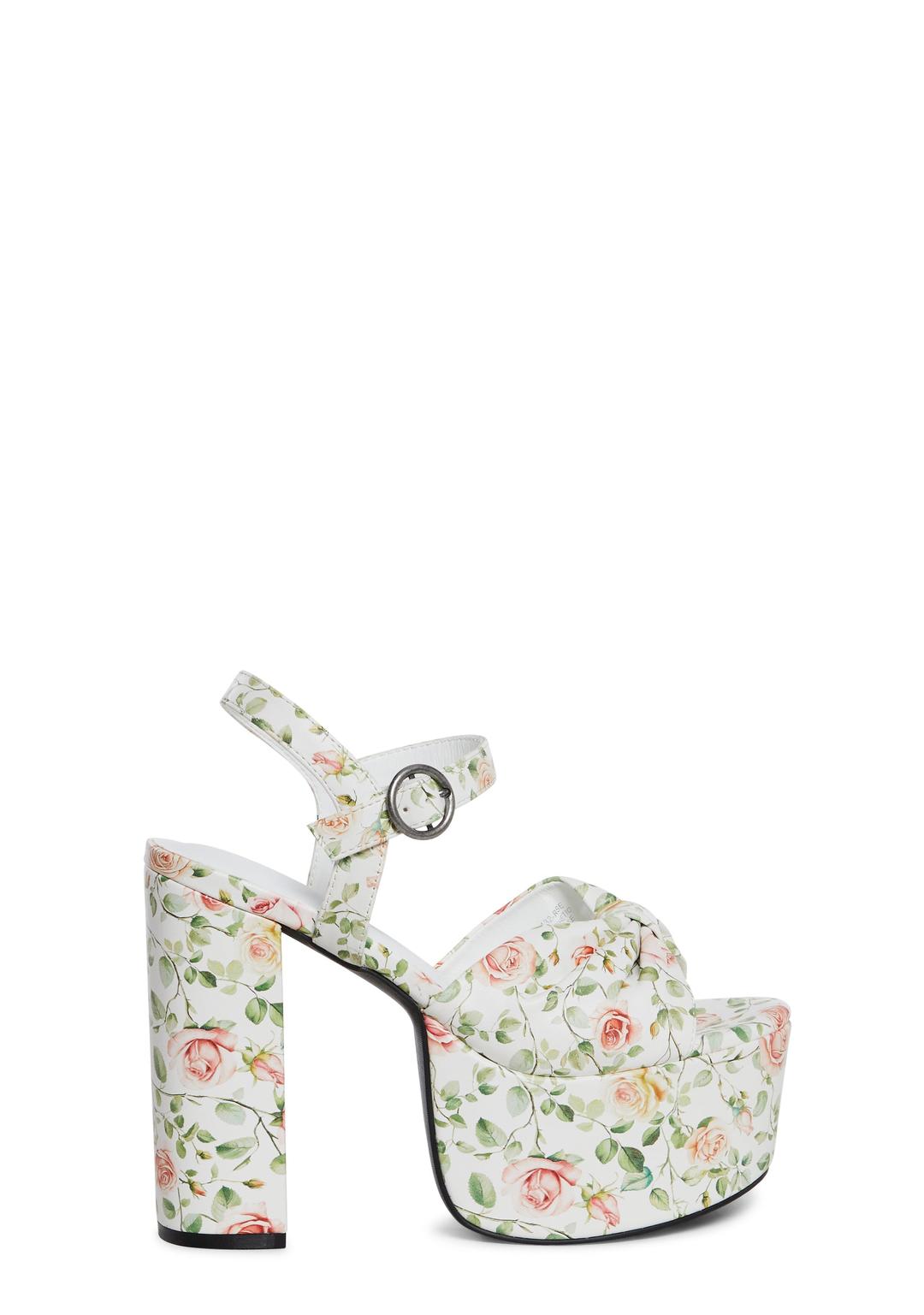 Love At Every Corner Platform Heels - Floral - FLORAL / US 6