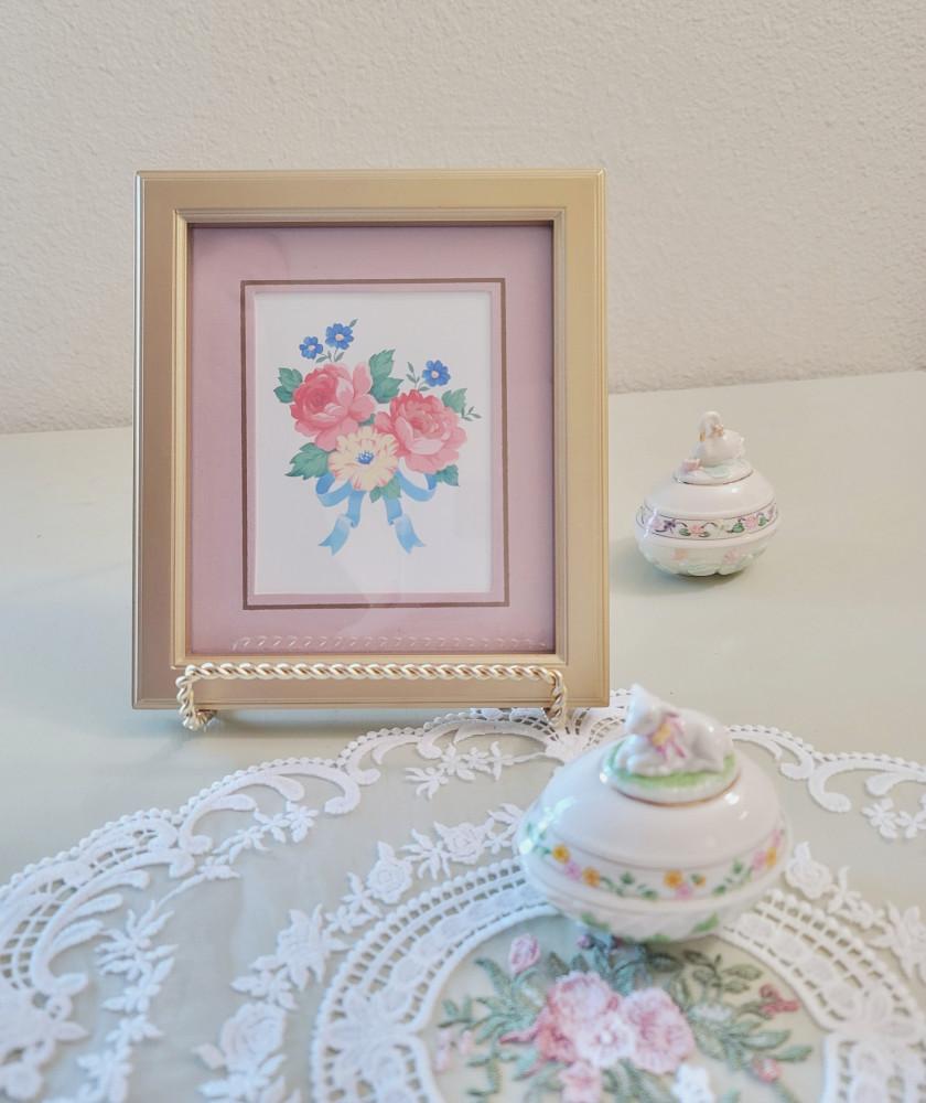 [중고] (새상품) 빈티지 에이본  꽃 프린트 액자 ( AVON)