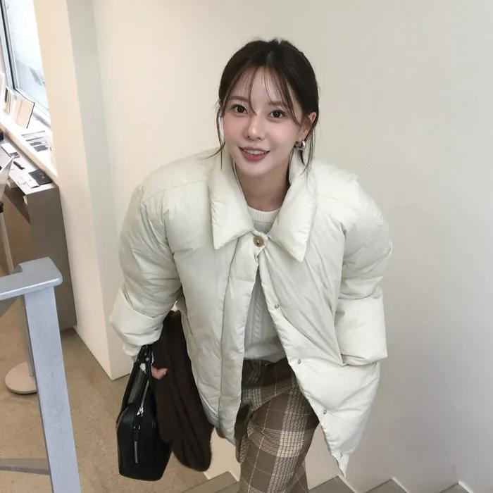 SIOT4123 패딩 하프 코트_Light beige