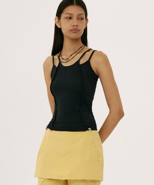 Double String Sports Sleeveless Black