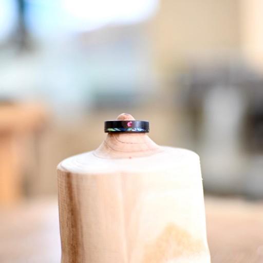 나무 자개 큐빅 반지