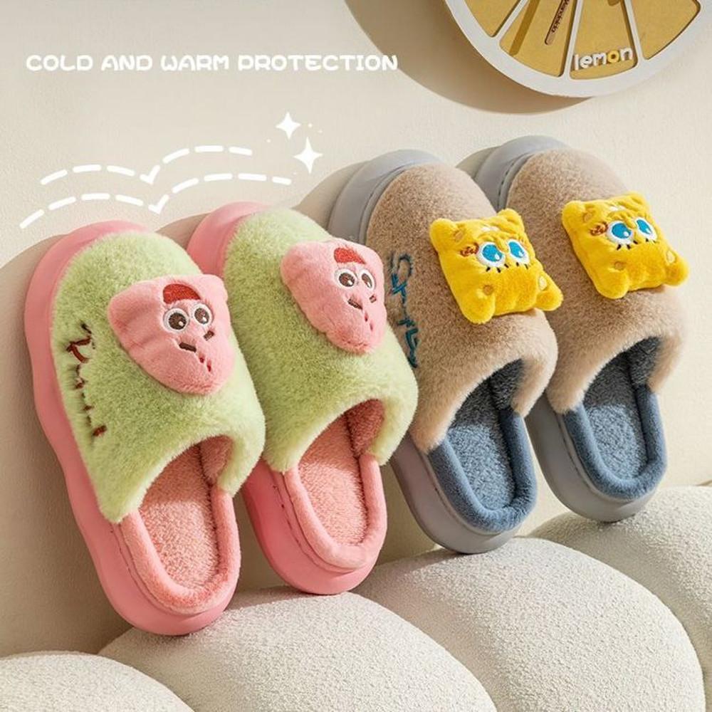 스펀지밥 뚱이 슬리퍼 남녀공용 커플 실내화 사무실 털신발
