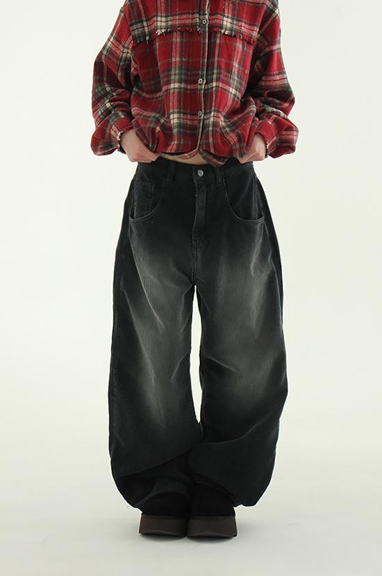 washed corduroy wide pants