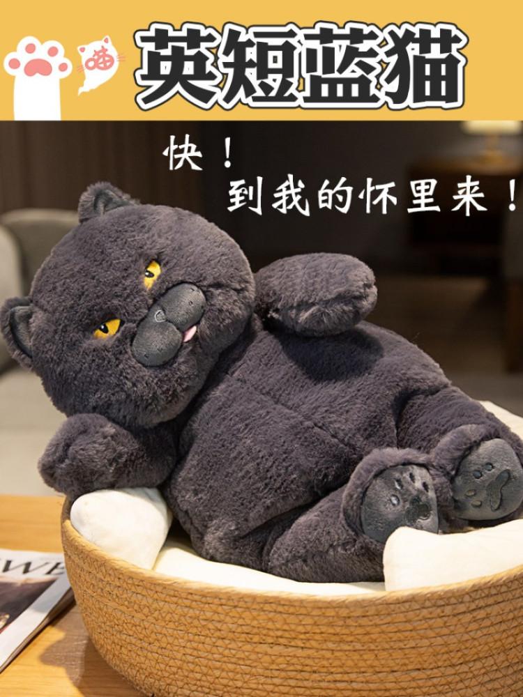 고양이 인형 잠자는 뽀글이 야옹이 귀여운 빅 블랙 고양이 천 봉제 인형 쿠션 4size