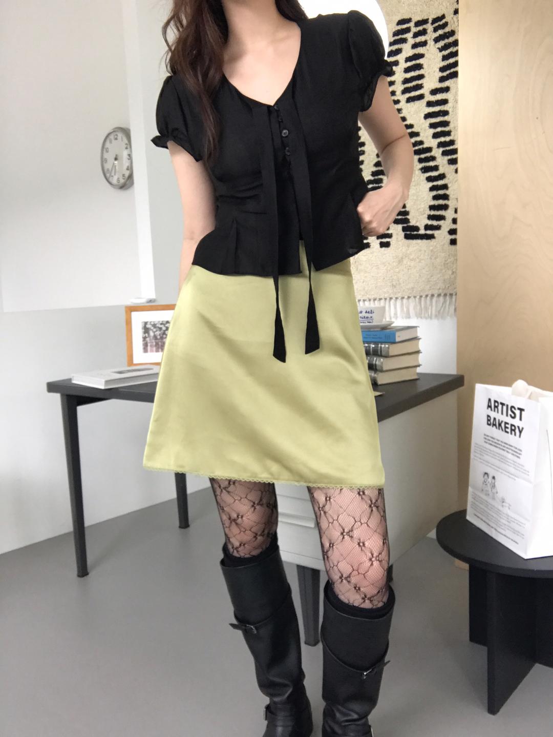 베인느 ale satin skirt (2col/2size)