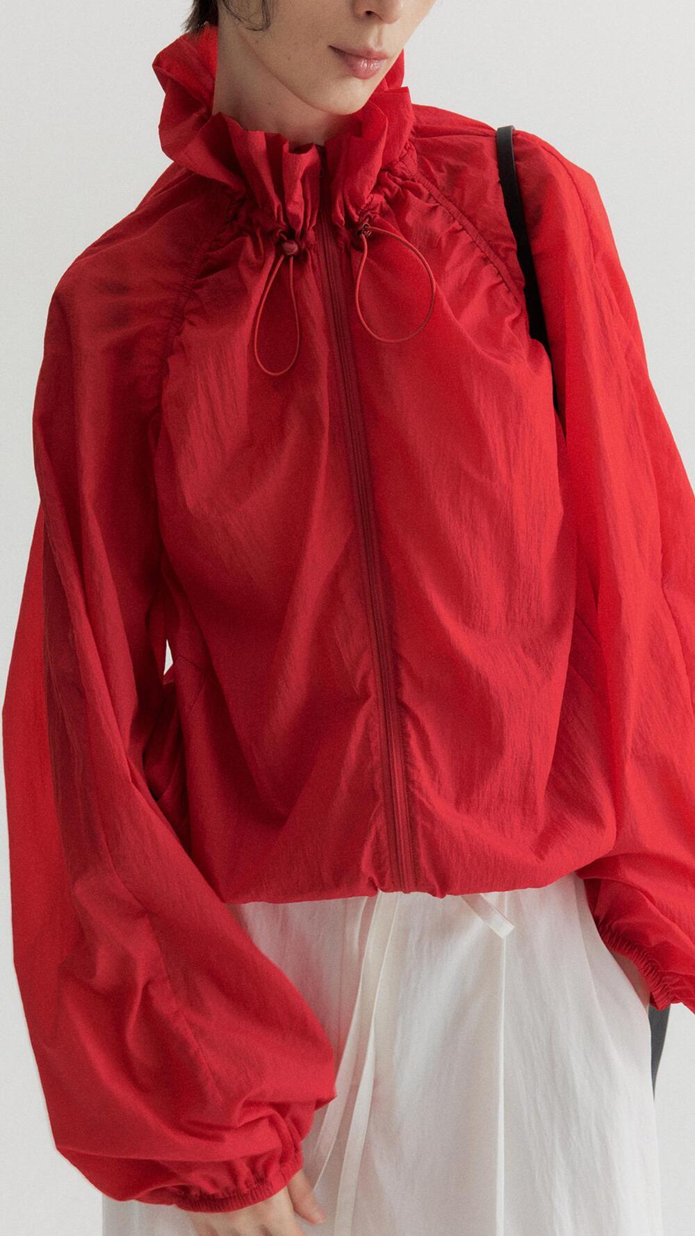 COLNE S/S  UPF40 + 버드 칼라 주름 루즈한 자외선 차단 재킷