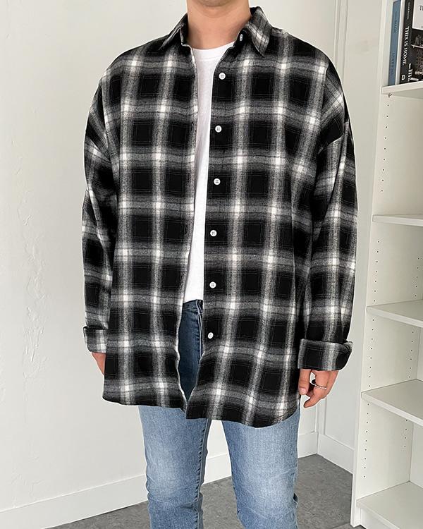 파리 박스 오버핏 체크 남방 3co