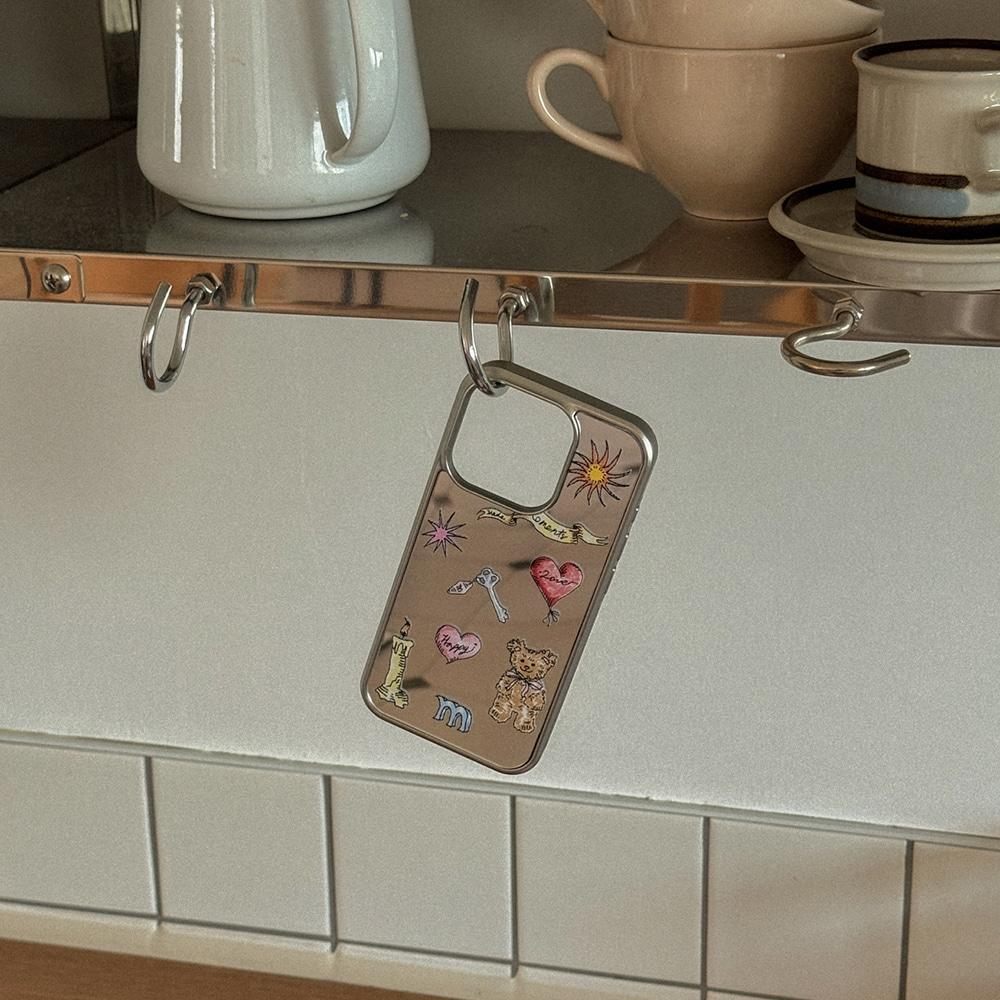 vintage drawing pattern 디자인 [미러 실버 범퍼케이스]