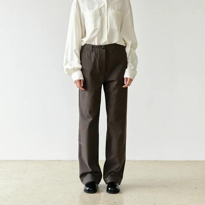Loom Cotton Pants in Olive Brown