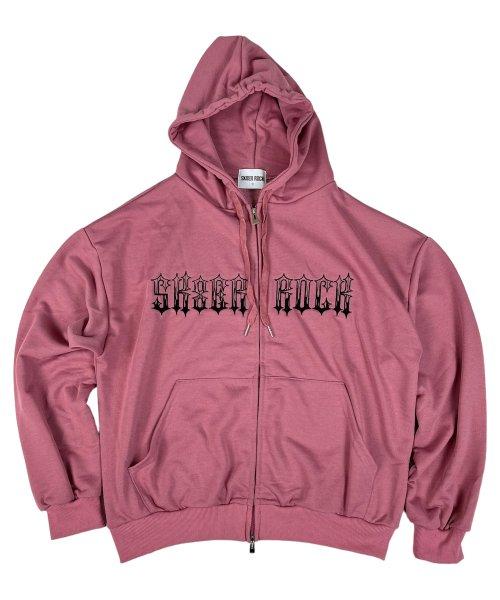 Gothic Logo Sweat Hood Zip-up  (Pink)